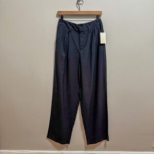 A new day crepe pleated high rise trousers work pants size 6 NWT black straight